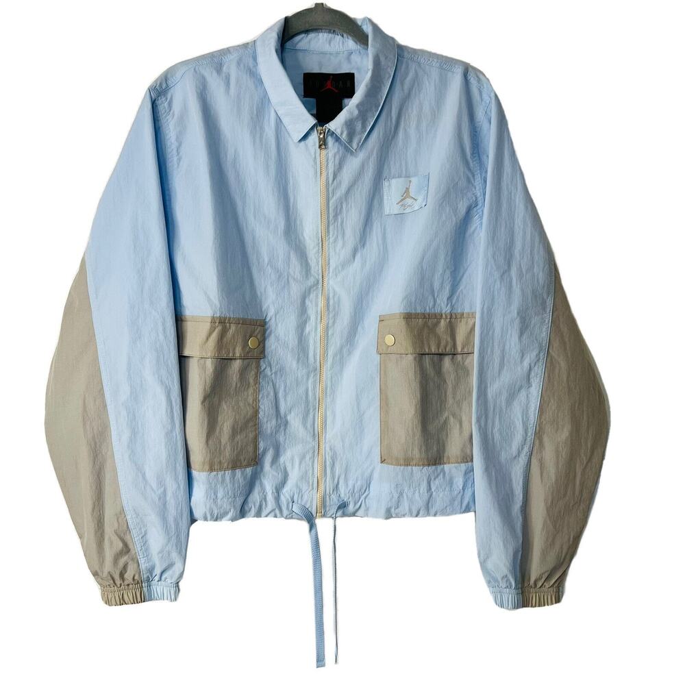 Nike Jordan Essentials Women Jacket XL Flight Woven Utility Blue Gray DD6992-438